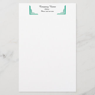 Elegant Teal Corner Border Professional Stationery