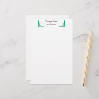 Elegant Teal Corner Border Professional Stationery