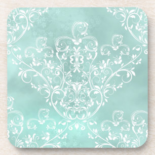 Elegant Teal Damask Coasters