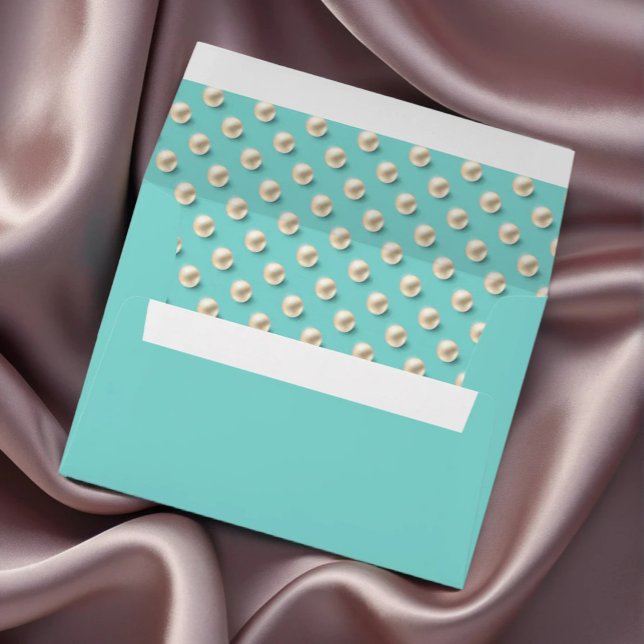 Elegant Teal Envelope with Pearl Patterned Liner (Creator Uploaded)