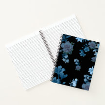 Elegant Teal Floral Pattern Spiral Notebook