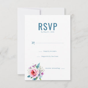 Elegant Teal Floral RSVP Card
