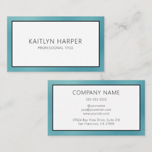 Elegant Teal Foil Edged Business Card