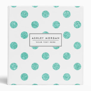 Elegant Teal Glitter Polka Dots Pattern Binder