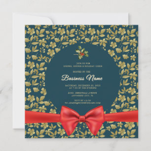 Elegant teal gold Christmas Business Party Invite