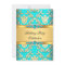Elegant Teal Gold Damask Pearl Birthday Party