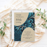 Elegant Teal Gold Floral 80th Birthday Invitation<br><div class="desc">80th birthday party invitation for women with elegant vintage teal and gold floral. Text, fonts, and wording are completely customizable, so although this card is designed for a lady who is celebrating her 100th birthday, it can be customized for any age. Contact us for help with customization or to request...</div>