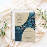 Elegant Teal Gold Floral 90th Birthday Invitation<br><div class="desc">90th birthday party invitation for women with elegant vintage teal and gold floral. Text, fonts, and wording are completely customizable, so although this card is designed for a lady who is celebrating her 100th birthday, it can be customized for any age. Contact us for help with customization or to request...</div>