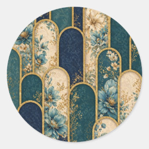 Elegant Teal & Gold Floral Arch Sticker