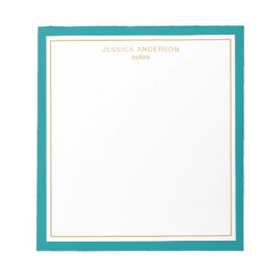Elegant Teal Gold Personalized Notepad