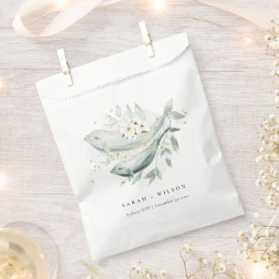 Elegant Teal Gold Underwater Floral Fish Wedding Favour Bag