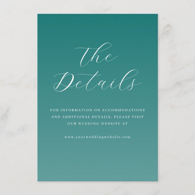 Elegant Teal Gradient Calligraphy Enclosure Card (Front)