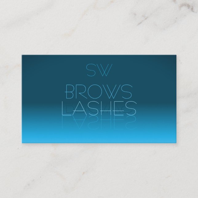 Elegant Teal Gradient Mirror Font with Monogram Business Card (Front)