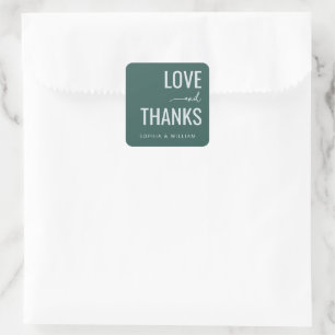 Elegant Teal Gratitude Message Square Sticker