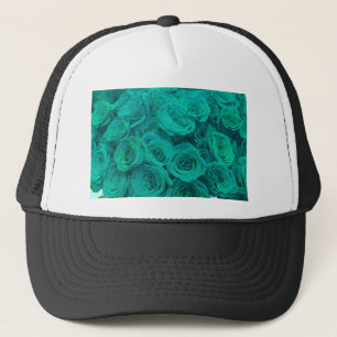 Elegant teal green roses  trucker hat