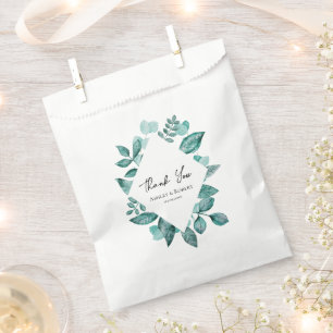 Elegant Teal Greenery Watercolor Wedding Favour Bag