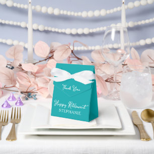 Elegant Teal Happy Retirement Thank You Favor Box