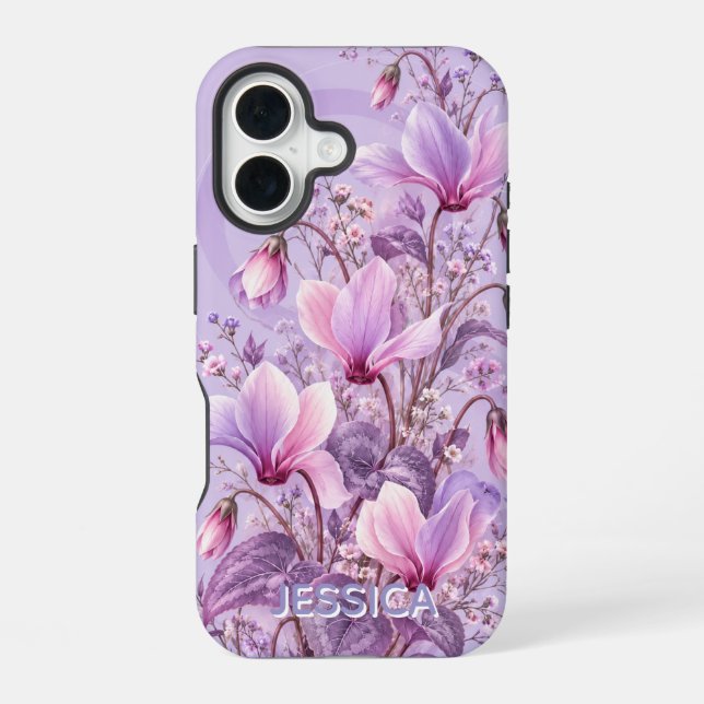 Elegant Teal Iris Flowers Custom iPhone 16 Case (Back)