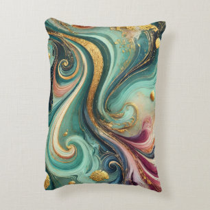 Elegant Teal & Magenta Abstract Art Pillow