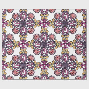 Elegant Teal & Maroon Floral Pattern Wrapping  Paper