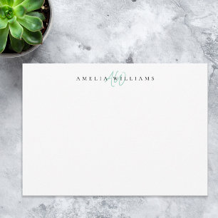 Elegant Teal Minimalist Monogram Card