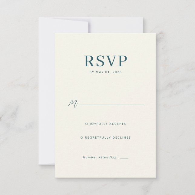 Elegant Teal Minimalist RSVP (Devant)