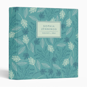 Elegant Teal Mint Green Botanical Leaves Foliage Binder