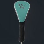 Elegant Teal Monogram Add Name Script Golf Head Cover<br><div class="desc">This elegant teal background with grey monogram name in script and initial are great designs to add to this product. The interesting part here is that you can personalize it by adding your own name on a monogram. If you can not find what you want just email me at jraym48@gmail.com...</div>