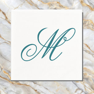 Elegant Teal Monogram Initial Napkin