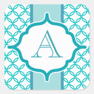 Elegant Teal Monogram Stickers