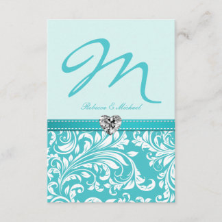 Elegant Teal Monogram Wedding RSVP Cards