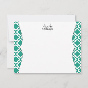 Elegant Teal Moroccan Quatrefoil Personalized Card