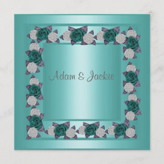 ELEGANT TEAL MULTI ROSE WEDDING INVITATION
