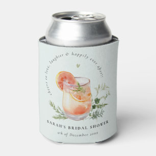 Elegant Teal Orange Green Cocktail Bridal Shower  Can Cooler