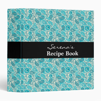 Elegant Teal Paisley pattern 3 Ring Binder