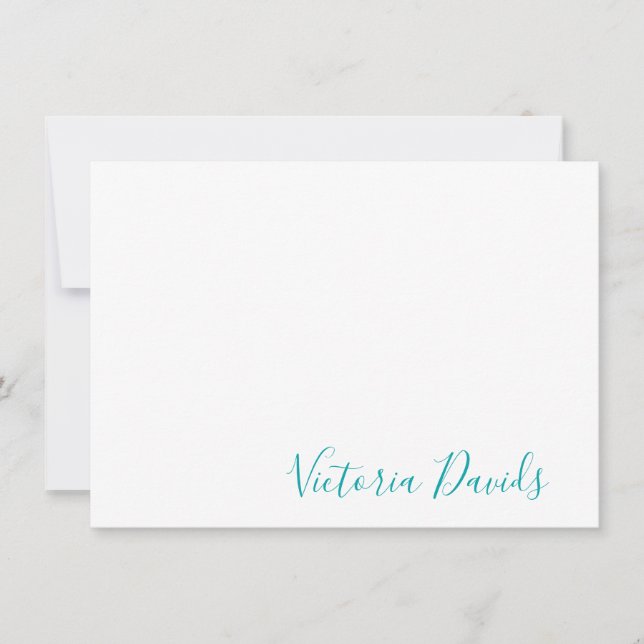 Elegant Teal Personalized Signature Script Card (Front)