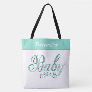 Elegant Teal Pink Baby Pretty Personalized Tote Bag