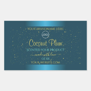 Elegant Teal Product Labels Gold Soft Glitter Logo