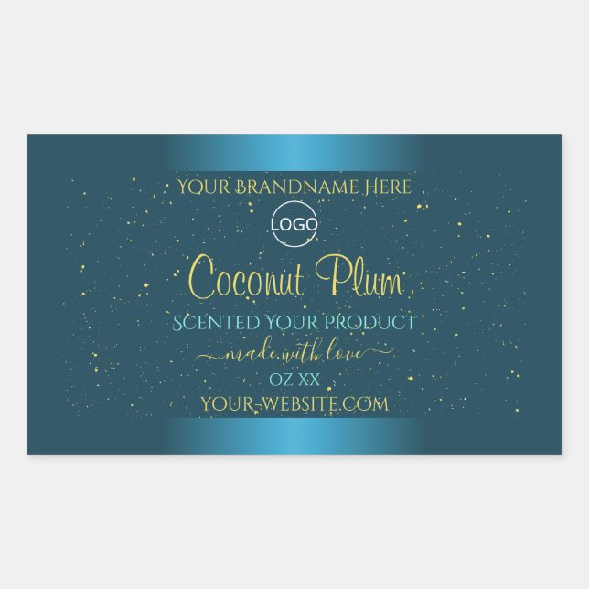 Elegant Teal Product Labels Gold Soft Glitter Logo (Front)