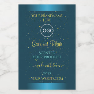 Elegant Teal Product Labels Gold Soft Glitter Logo