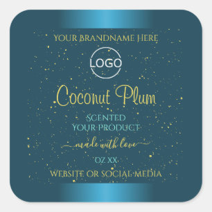 Elegant Teal Product Labels Gold Soft Glitter Logo