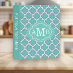 Elegant Teal Quatrefoil Pattern Custom Monogram Mini Binder<br><div class="desc">Add your monogram to make your own unique product.</div>