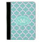 Elegant Teal Quatrefoil Pattern Custom Monogram