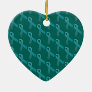 Elegant Teal Ribbons Tiled Pattern Ceramic Ornament