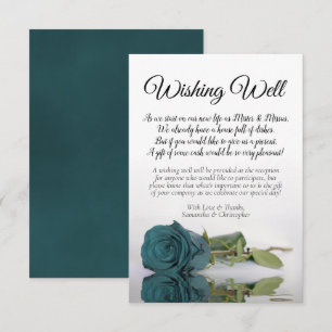 Elegant Teal Rose Wedding Wishing Well Poem Enclosure Card
