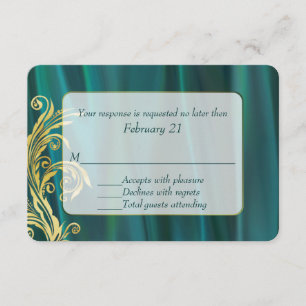 Elegant Teal Satin Wedding Response Card