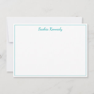 Elegant Teal Script Border Personalized Card