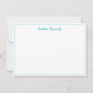 Elegant Teal Script Border Personalized Card