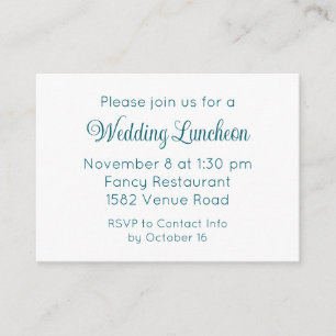 Elegant Teal Script Extra Wedding Event Invitation