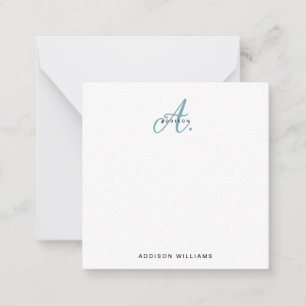Elegant Teal Script Monogram Card
